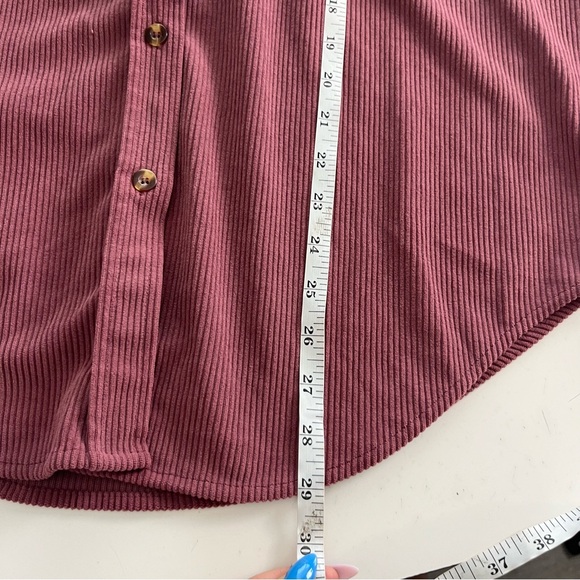 Corduroy Rose Pink Crushed Button Front Lightweight Boutique Shaket Jacket Sz M - Picture 5 of 6